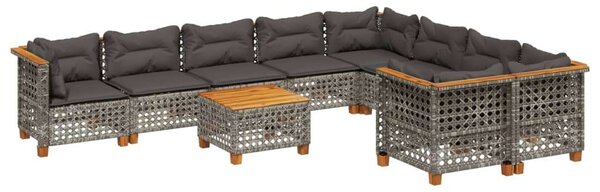 Polyrattan Kerti Ülőgarnitúra - 10 részes - Szürke