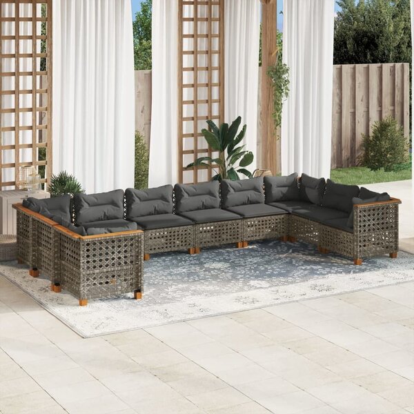 VidaXL Polyrattan Kerti Ülőgarnitúra - 10 részes - Szürke