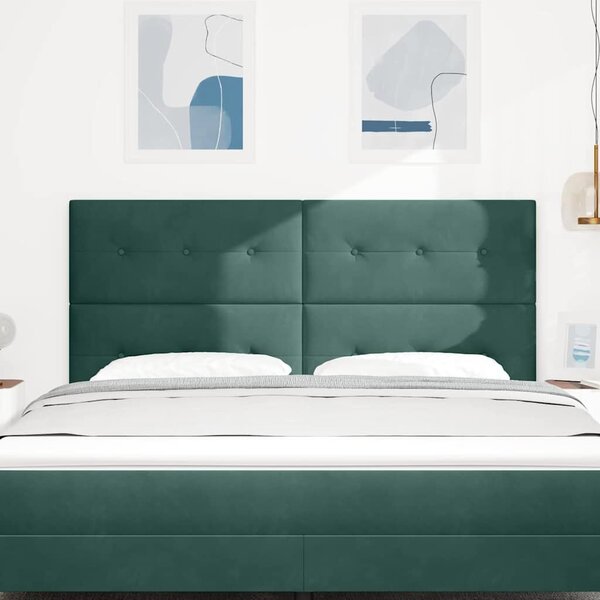 VidaXL LED ágytámla LED szalagokkal Zöld 180 cm Bársony