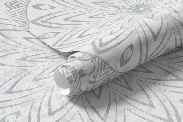 Fotótapéta Kerek mandala, tapéta jóga térbe vagy személyes tér harmonizálására. Fali mandala szürke, Fotótapéta design, w01088v2 : Uwalls.hu