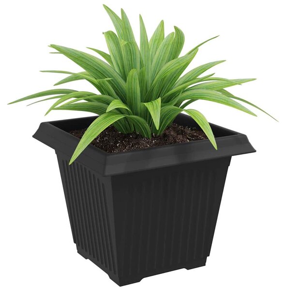VidaXL Négyzet Virágcserép 6 pcs Fekete 38 x 38 x 30 cm Műanyag