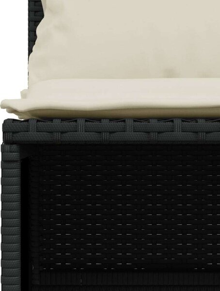 VidaXL 5 részes fekete polyrattan kerti kanapészett párnákkal