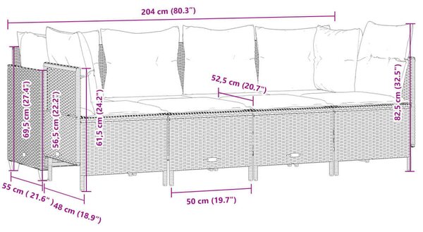 VidaXL Polyrattan Kerti Ülőgarnitúra - 5 részes, Világosszürke