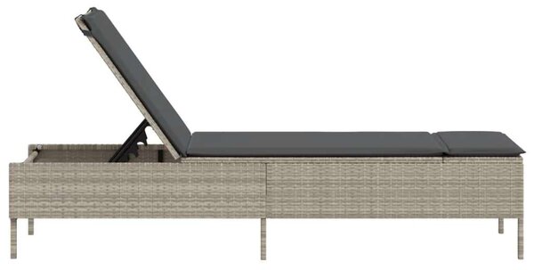 VidaXL Napozóágy - Polyrattan - Szürke - 198cm