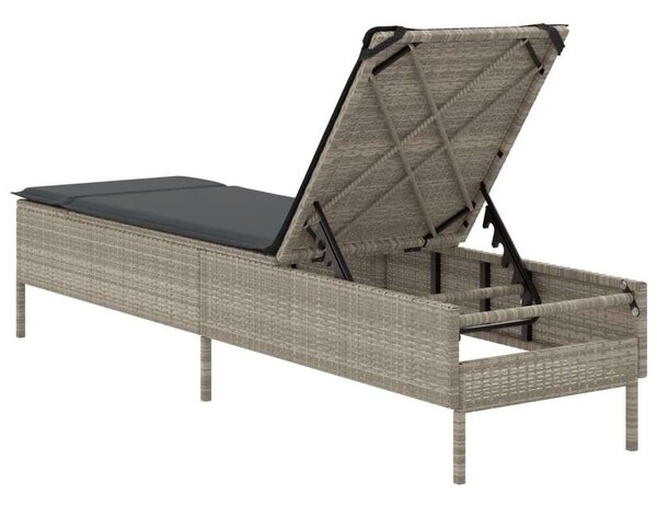 VidaXL Napozóágy - Polyrattan - Szürke - 198cm