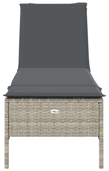 VidaXL Napozóágy - Polyrattan - Szürke - 198cm