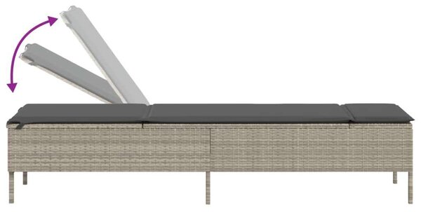 VidaXL Napozóágy - Polyrattan - Szürke - 198cm