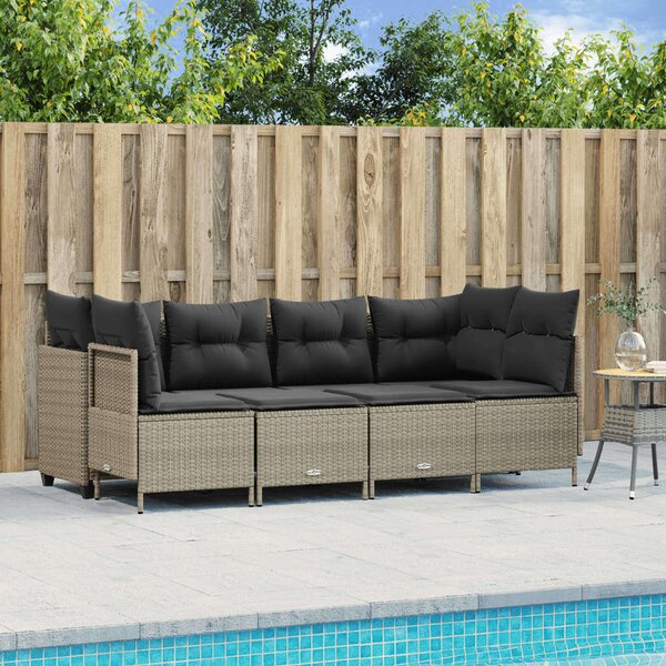 VidaXL Polyrattan Kerti Ülőgarnitúra - 5 részes, Világosszürke