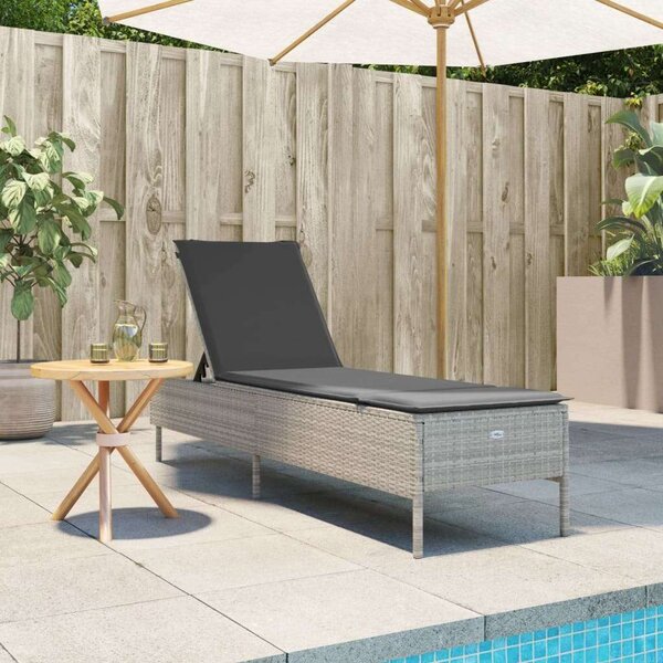 VidaXL Napozóágy - Polyrattan - Szürke - 198cm