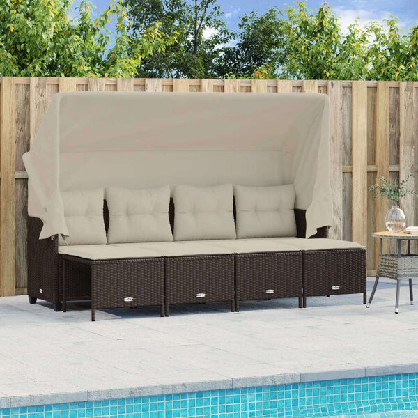 VidaXL 5 részes barna polyrattan kerti ülőgarnitúra párnával