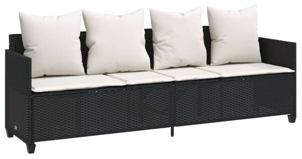 VidaXL 5 részes fekete polyrattan kerti kanapészett párnákkal