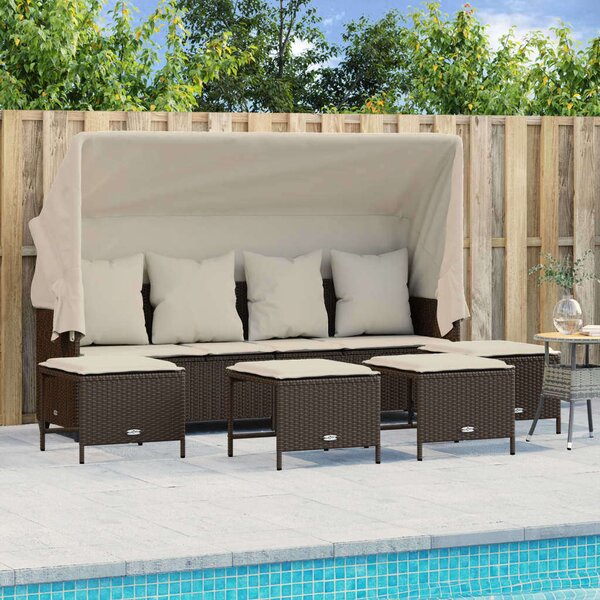 VidaXL 5 részes barna polyrattan kerti ülőgarnitúra párnával