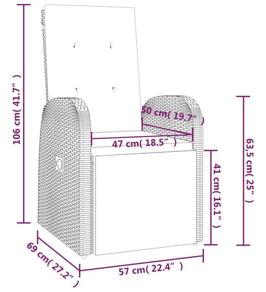 VidaXL Polyrattan Kerti Étkezőgarnitúra - 9 részes - Szürke