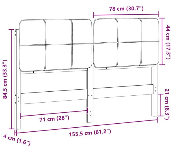 VidaXL Kárpitozott fejtámla fejtámlával Fehér és világosszürke 150 cm
