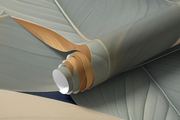Fotótapéta Trópusi növények rózsaszín és bézs színekben, 3d fotótapéta, 3d levelek fotótapéta, w01586v1 : Uwalls.hu