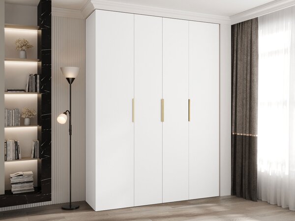 Gardróbszekrény Hartford 574, Laminált forgácslap, 246x180x42cm, Aranysárga, Fehér