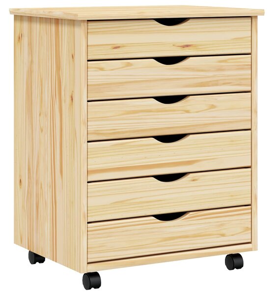 VidaXL Görgős szekrény fiókokkal MOSS 53 x 39 x 65,5 cm Tömör fenyőfa