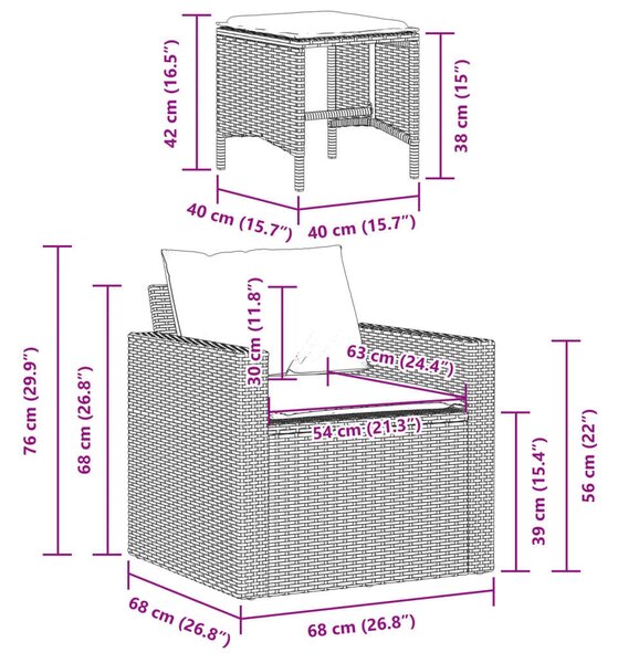 Vidaxl Polyrattan Kerti Ülőgarnitúra - 4 részes