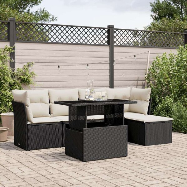 VidaXL Polyrattan Kerti Ülőgarnitúra - 6 részes, Fekete
