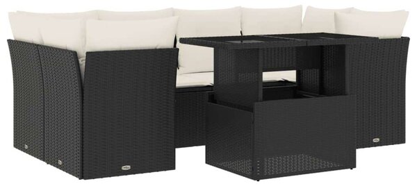 VidaXL Polyrattan Kerti Ülőgarnitúra - 7 részes - Fekete