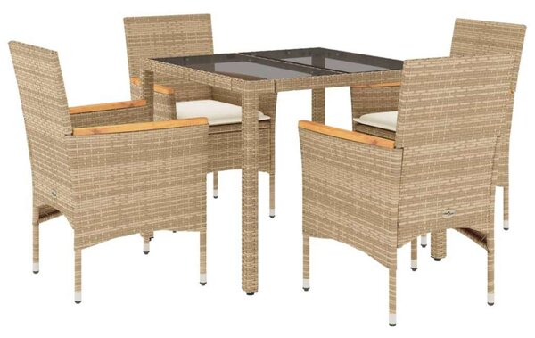 VidaXL 5 részes Kerti Étkezőgarnitúra - Bézs Polyrattan