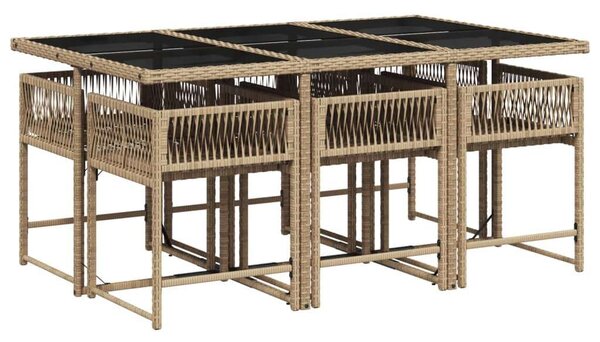 VidaXL Polyrattan Kerti Étkezőgarnitúra - 7 részes, Bézs
