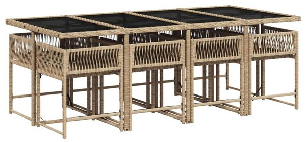 VidaXL Polyrattan Kerti Étkezőgarnitúra - 9 részes, Bézs