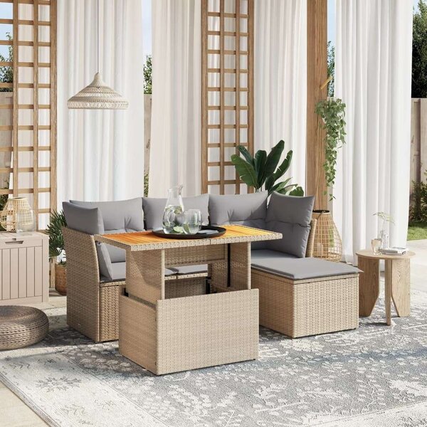 VidaXL Polyrattan Kerti Ülőgarnitúra - 6 részes - Bézs