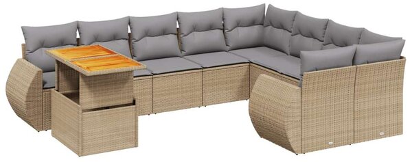 VidaXL Polyrattan Kerti Ülőgarnitúra - 10 részes - Bézs