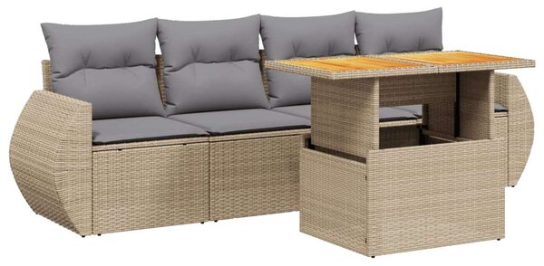 Polyrattan Kerti Ülőgarnitúra - 5 részes - Bézs