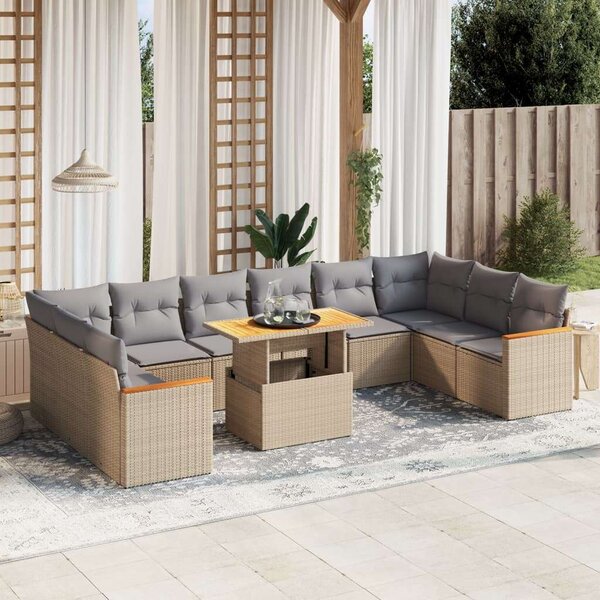 VidaXL Polyrattan Kerti Ülőgarnitúra - 11 részes - Bézs