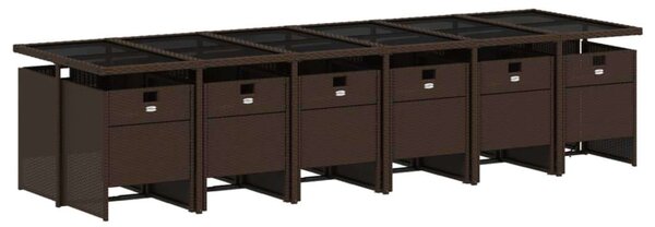 VidaXL Polyrattan Kerti Étkezőgarnitúra - 13 részes - Barna
