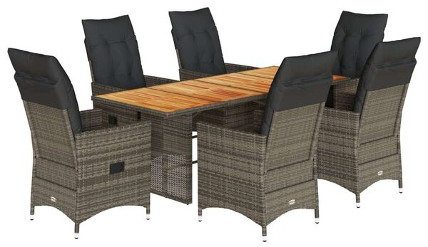 VidaXL Polyrattan Kerti Étkezőgarnitúra - 7 részes, Szürke