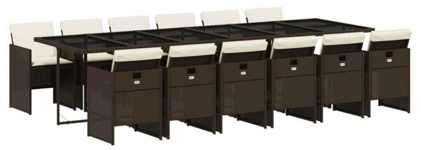 VidaXL Polyrattan Kerti Étkezőgarnitúra - 13 részes - Barna