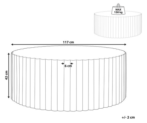 Dohányzóasztal POZZA 117 cm 117 cm Szürke