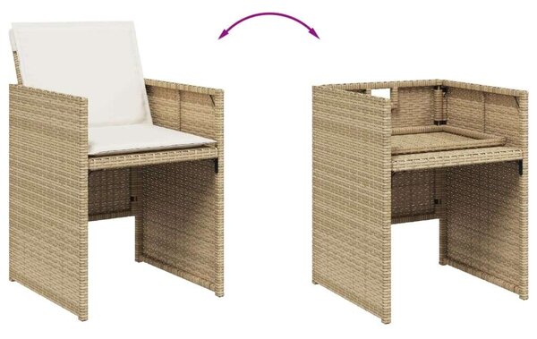 VidaXL Polyrattan Kerti Étkezőgarnitúra - 9 részes - Bézs