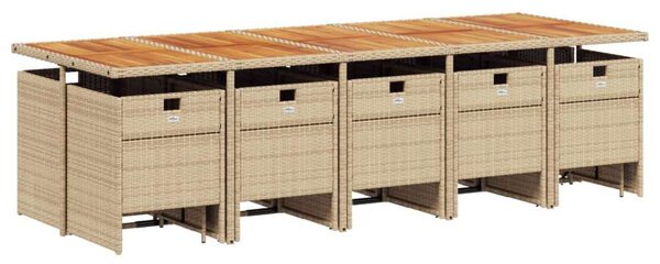 VidaXL Polyrattan Kerti Étkezőgarnitúra - 15 részes - Bézs
