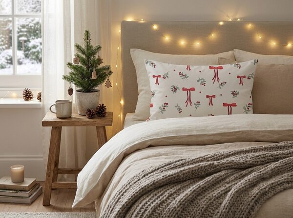 Poliészter-pamut párnahuzat HOLLY BOWS POLY 50x70 cm, színes