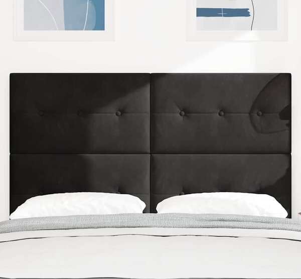 VidaXL LED ágytámla LED szalagokkal Fekete 144 cm Bársony