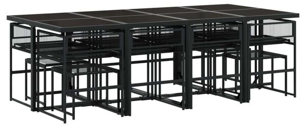VidaXL 13 részes fekete polyrattan kerti ülőgarnitúra párnákkal