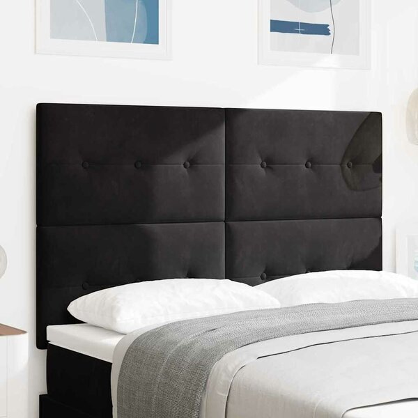 VidaXL LED ágytámla LED szalagokkal Fekete 144 cm Bársony