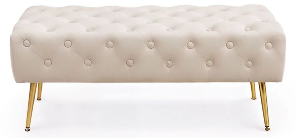 Monaco padkő, bársonnyal kárpitozott, pad típusú, fém lábak, 100x42x41 cm, bézs
