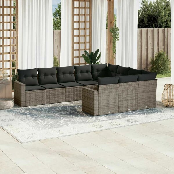 VidaXL Polyrattan Kerti Ülőgarnitúra - 10 részes - Szürke
