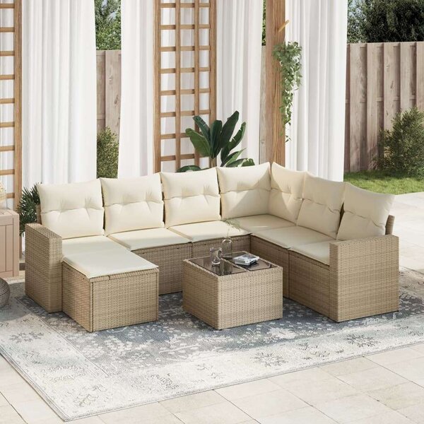 VidaXL Polyrattan Kerti Ülőgarnitúra - 8 részes - Bézs