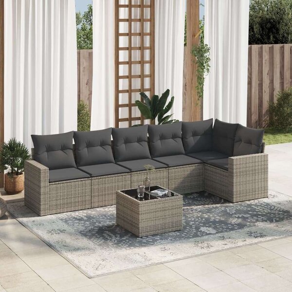 VidaXL Polyrattan Kerti Ülőgarnitúra - 7 részes - Szürke