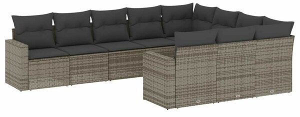 VidaXL Polyrattan Kerti Ülőgarnitúra - 10 részes - Szürke