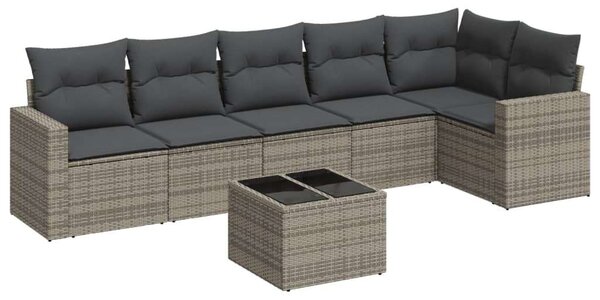 VidaXL Polyrattan Kerti Ülőgarnitúra - 7 részes - Szürke