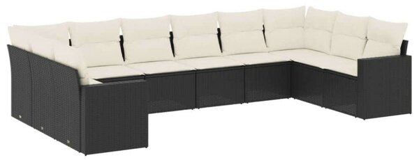 VidaXL Polyrattan Kerti Ülőgarnitúra - 10 részes - Fekete
