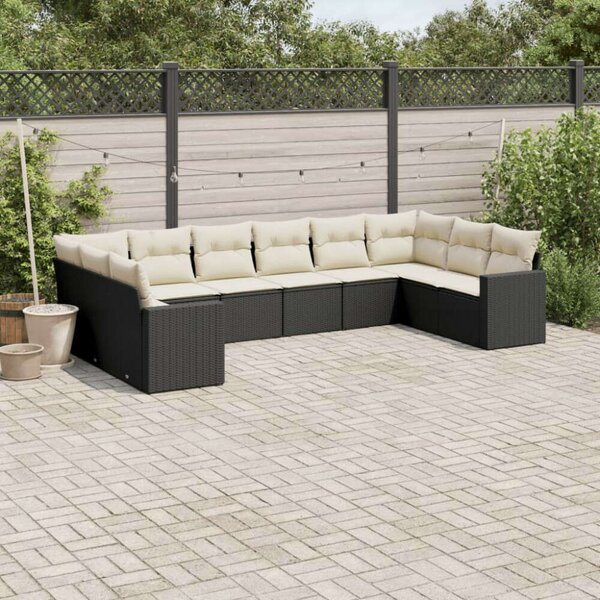 VidaXL Polyrattan Kerti Ülőgarnitúra - 10 részes - Fekete
