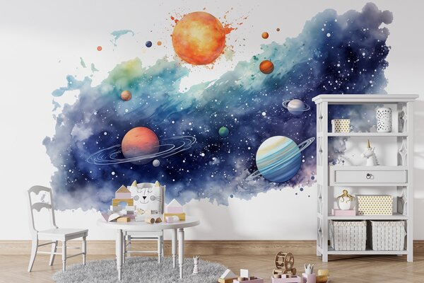 Fotótapéta Akvarell űr, bolygók, nap, csillagok, csillagok, Fotótapéta űr, w01803 : Uwalls.hu